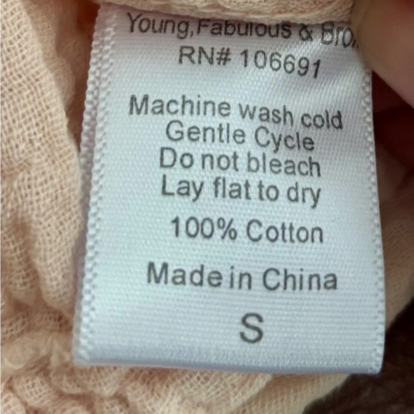 Young Fabulous & Broke peach Buttoned Crop Top 100% cotton tie waist - Picture 7 of 8